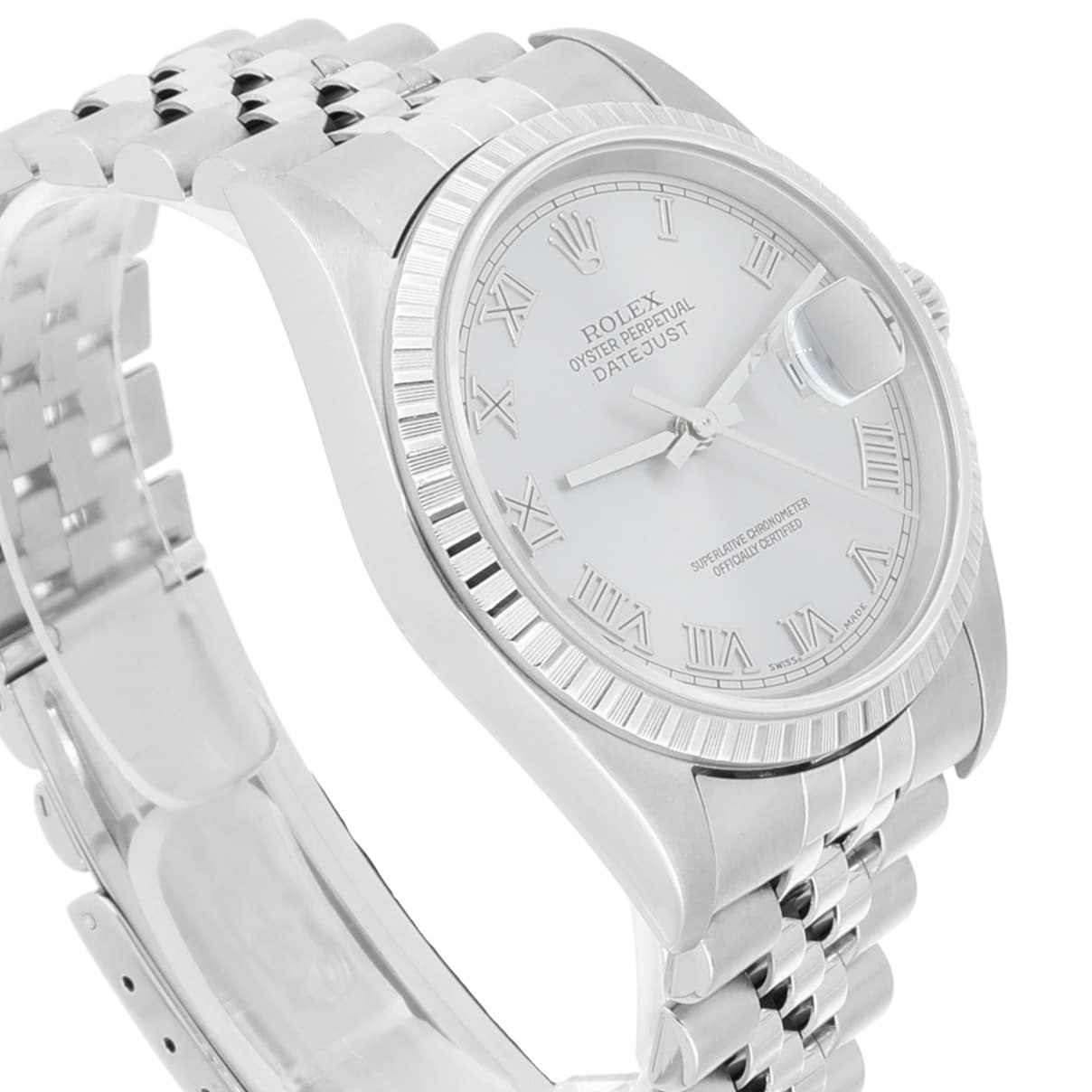 Rolex Datejust 36 Stainless Steel Quickset Watch Silver Roman Dial 16220