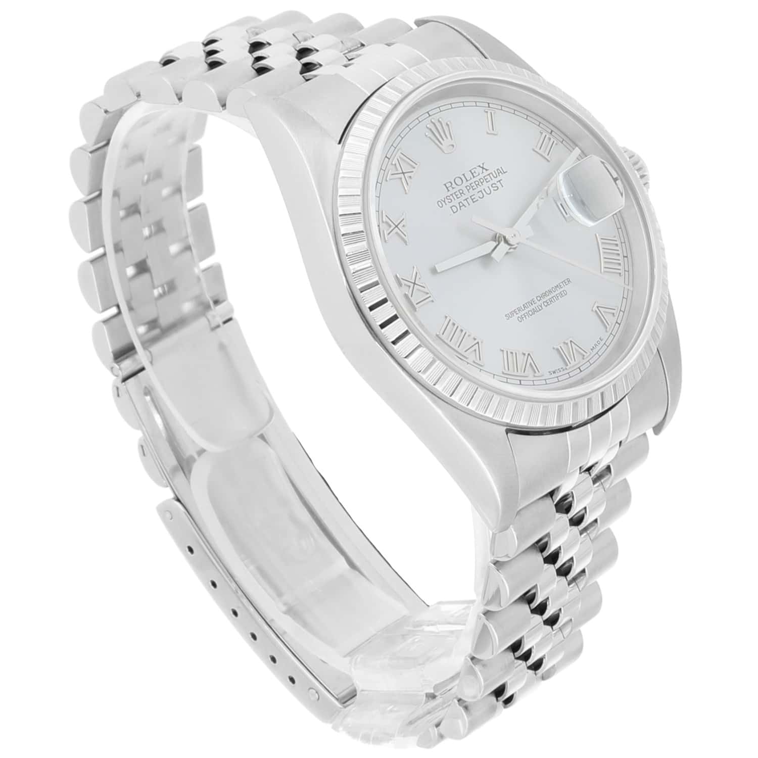 Rolex Datejust 36 Stainless Steel Quickset Watch Silver Roman Dial 16220