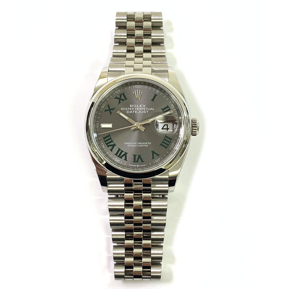 Rolex Datejust 36mm 126200-0017 Jubilee Stainless Steel Watch Slate Grey Wimbledon Dial MINT 2023