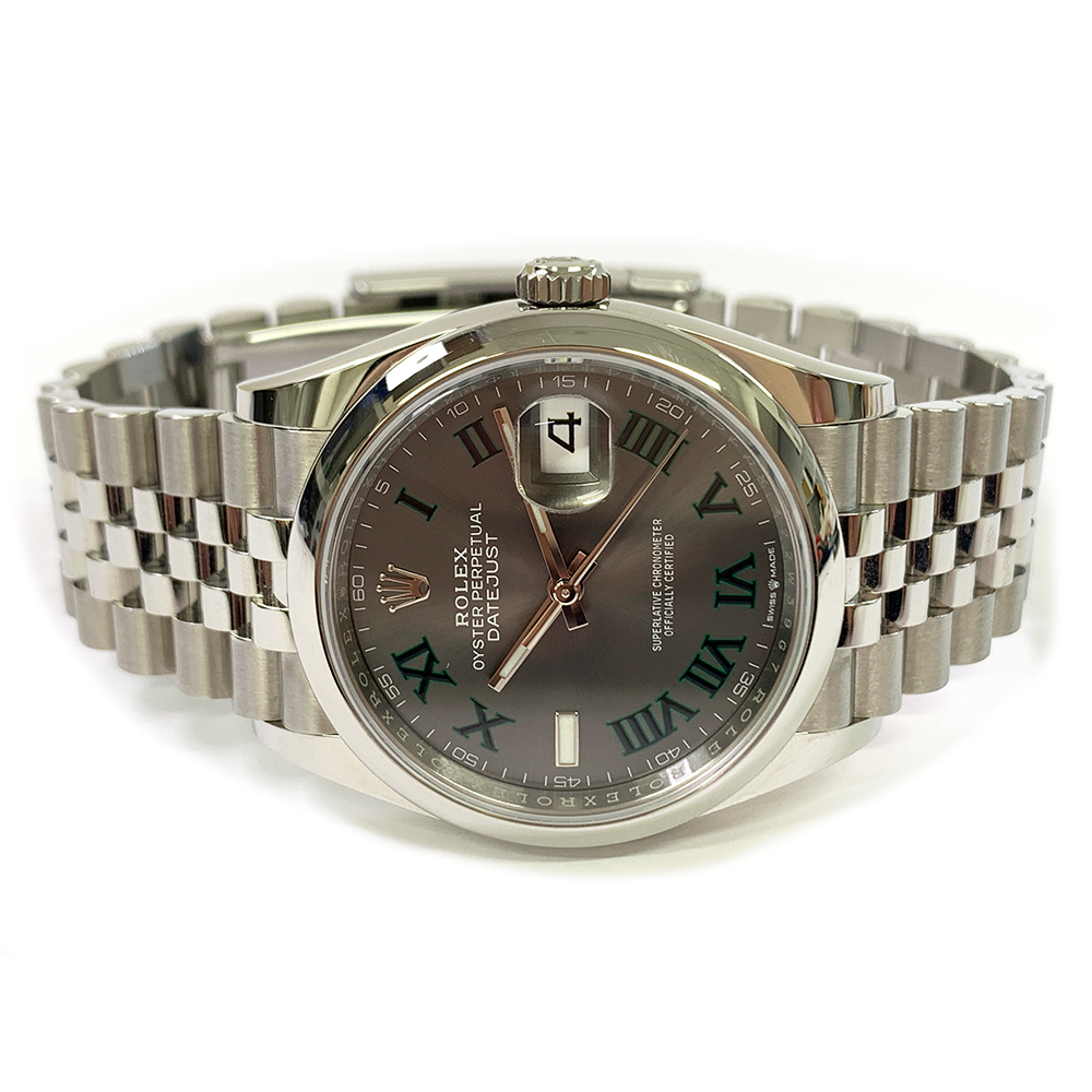 Rolex Datejust 36mm 126200-0017 Jubilee Stainless Steel Watch Slate Grey Wimbledon Dial MINT 2023