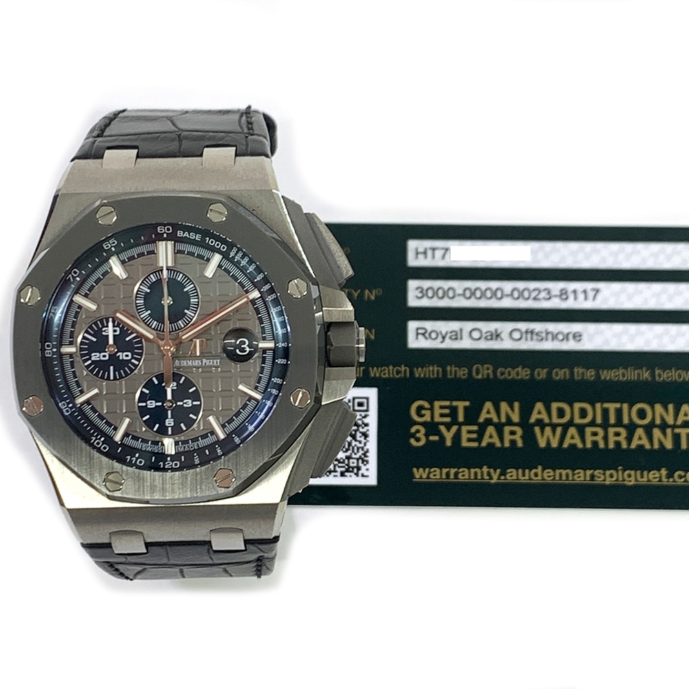 AP Royal Oak Chronograph Titanium with Black Leather Watch Grey Dial