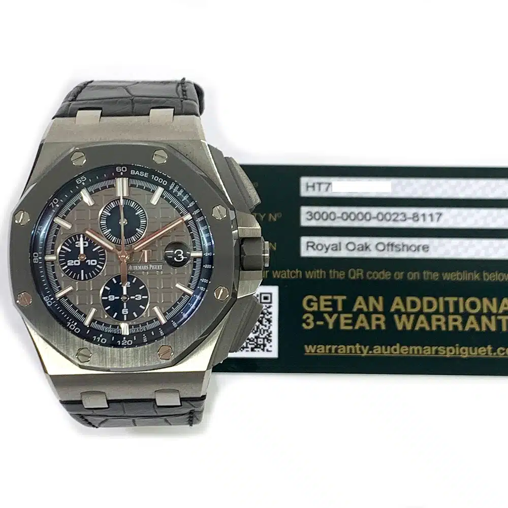 AP Royal Oak Chronograph Titanium with Black Leather Watch Grey Dial