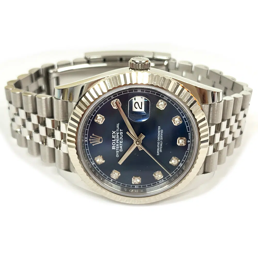 Rolex Datejust 41mm Jubilee 126334 Stainless Steel Watch Blue Diamond Dial – image 4
