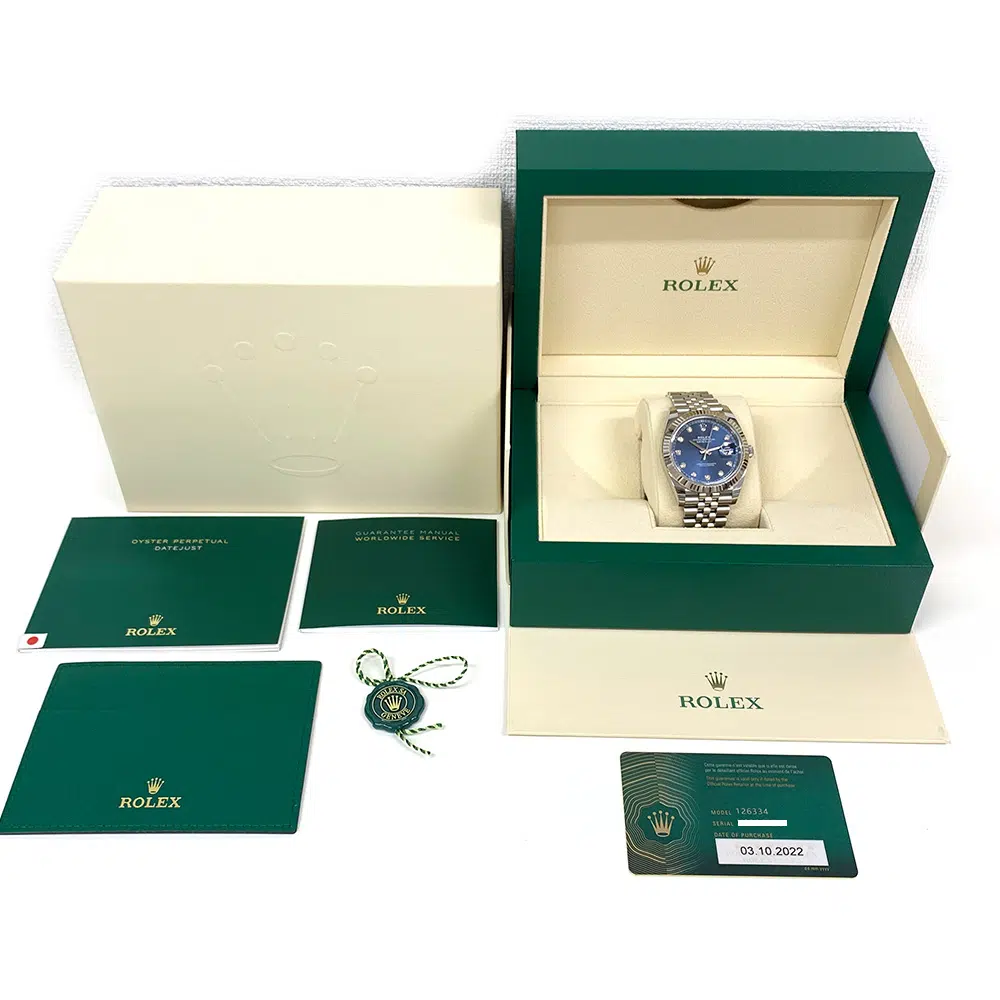 Rolex Datejust 41mm Jubilee 126334 Stainless Steel Watch Blue Diamond Dial – image 8