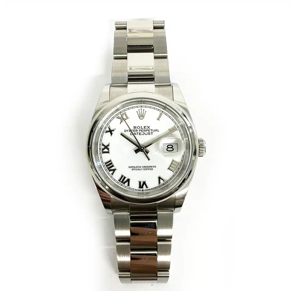 Rolex Steel Datejust 36 Domed Bezel 126200-0008 White Roman Dial Oyster Bracelet Watch 2024 – image 2
