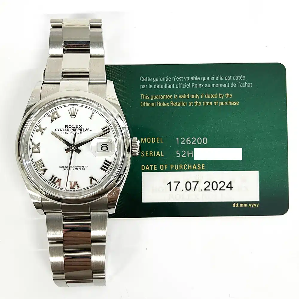Rolex Steel Datejust 36 Domed Bezel 126200-0008 White Roman Dial Oyster Bracelet Watch 2024 – image 3