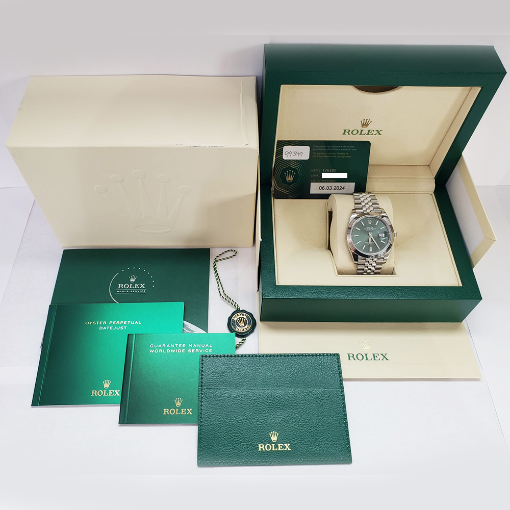 Rolex Datejust Green Index Dial Jubilee Bracelet 126300-0020 Stainless Steel Men's Watch 2024