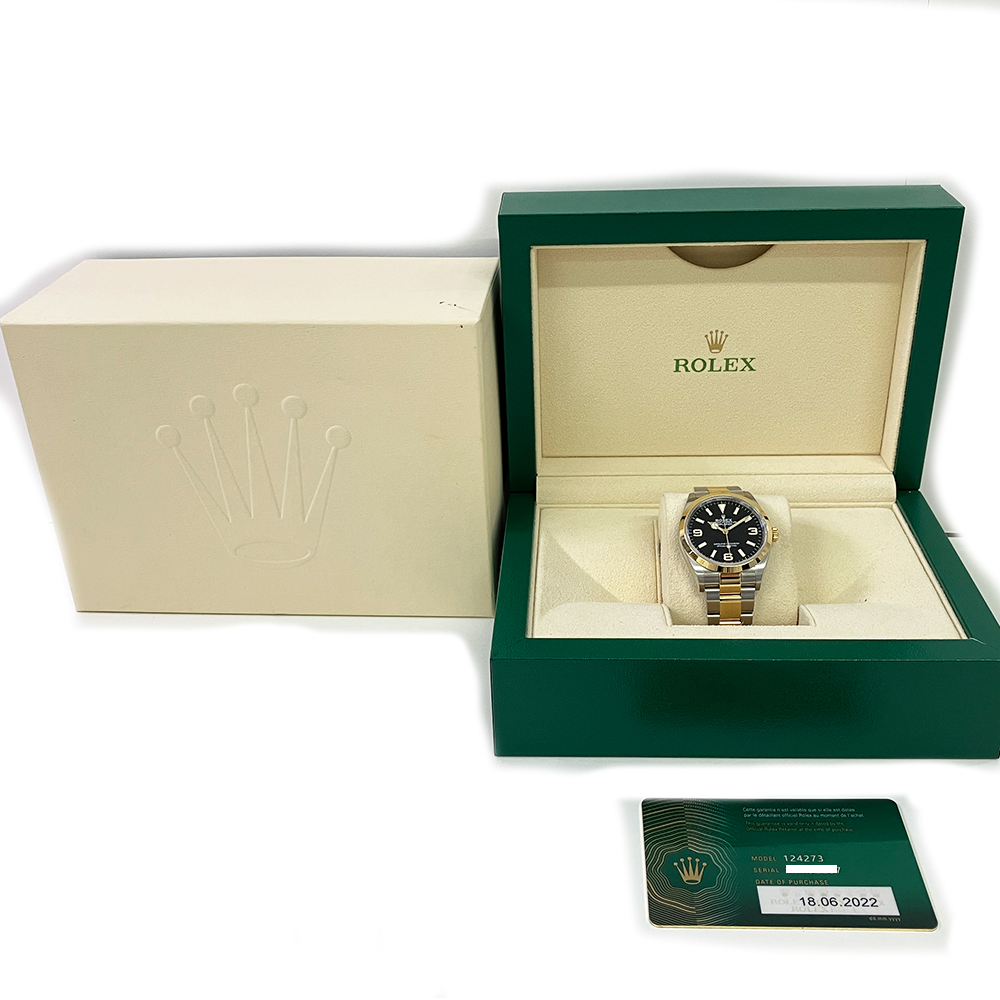 Rolex Black Dial Explorer 36mm 124273 Stainless Steel & Yellow Gold Two Tone Oyster Bracelet Watch 2022