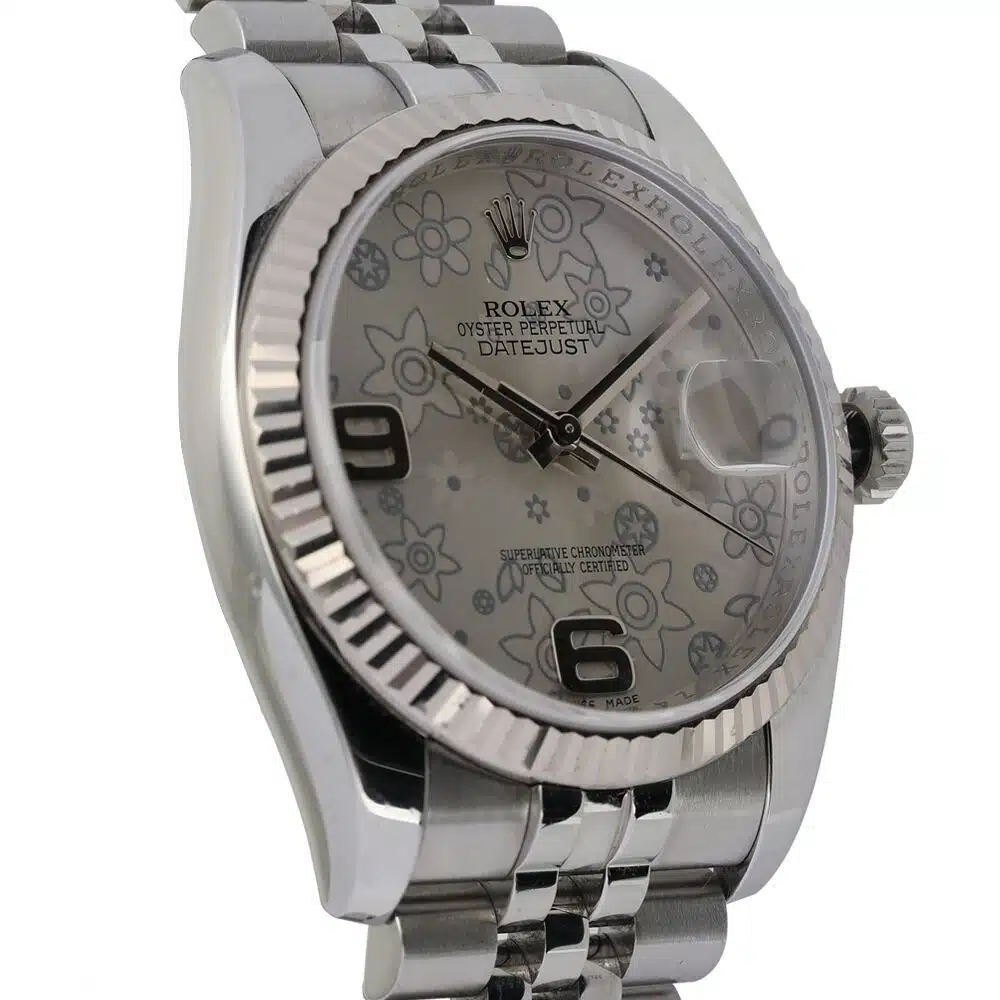 Rolex Datejust 36mm 116234 Steel & White Gold Watch Silver Flower Dial – image 3