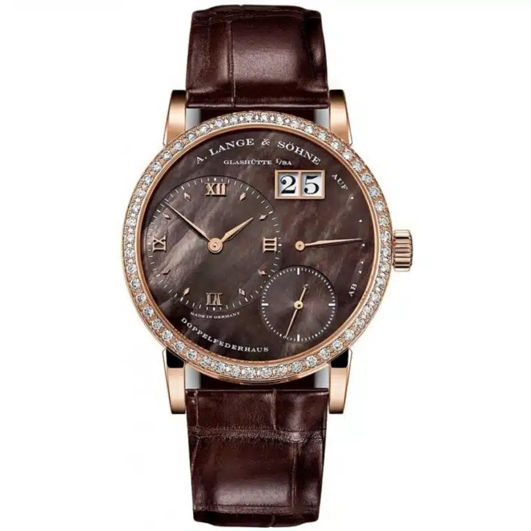 A. Lange & Söhne Little Lange 1 Soiree 813.043 Rose Gold with Brown Leather Watch (Dark MOP Dial)