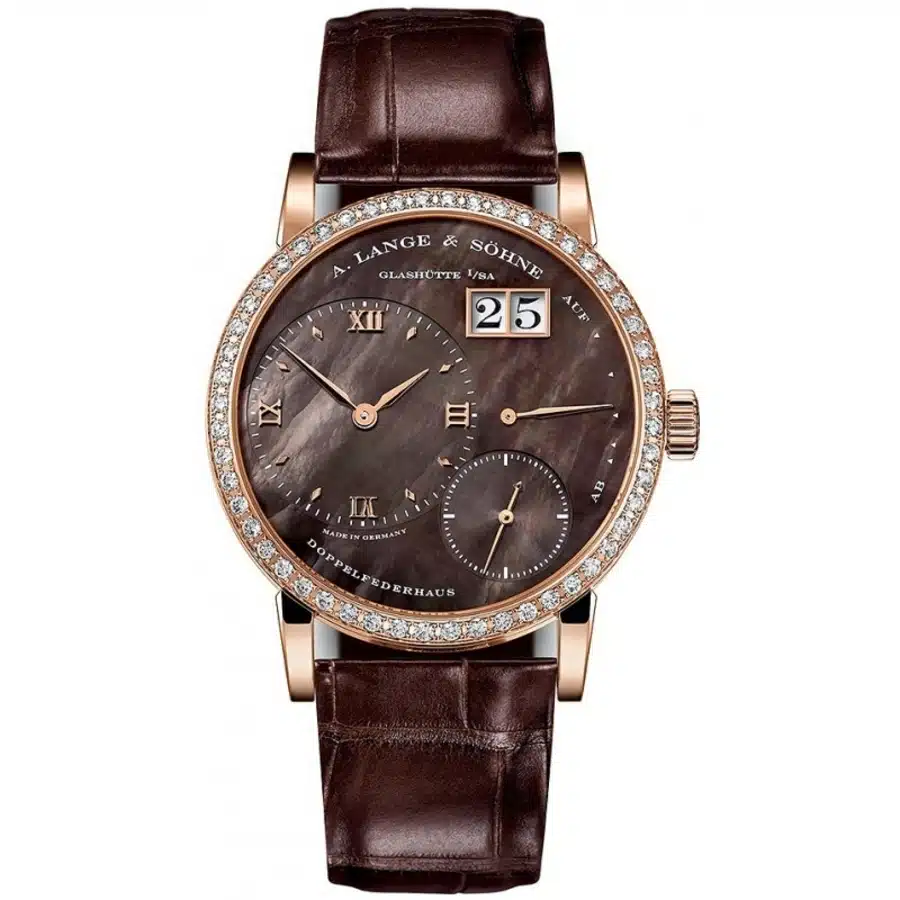 A. Lange & Söhne Little Lange 1 Soiree 813.043 Rose Gold with Brown Leather Watch (Dark MOP Dial)