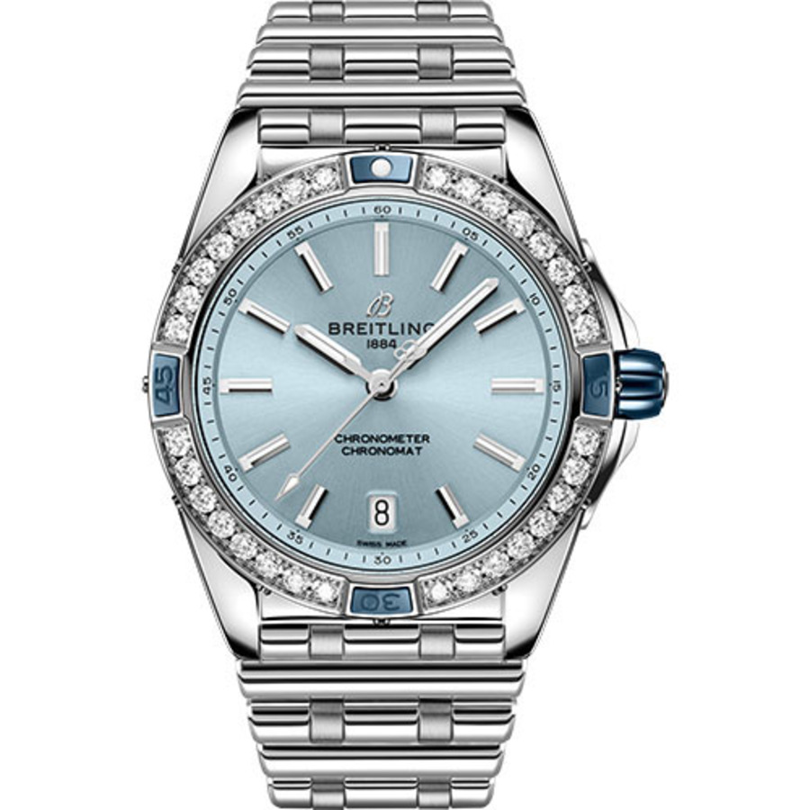 Breitling Chronomat Blue Dial A17356531C1A1 Stainless Steel Watch Diamond set Bezel 2024