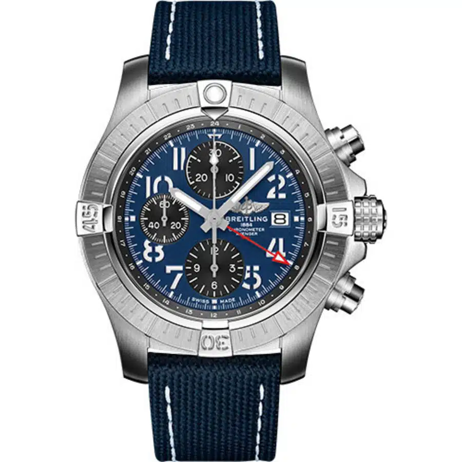 Breitling Blue Dial Avenger Chronogragh GMT A24315101C1X1 Stainless Steel With Blue Calfskin Leather Strap