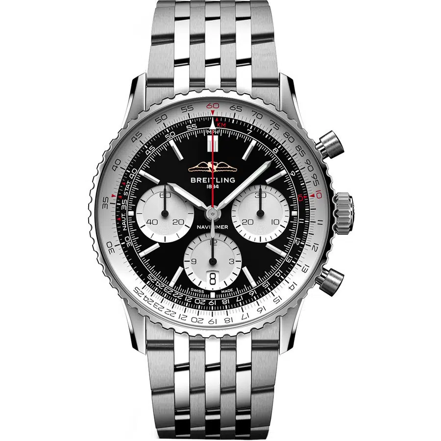 Breitling Super Navitimer B01 41mm AB0139211B1A1 Stainless Steel Watch Black Dial 2024