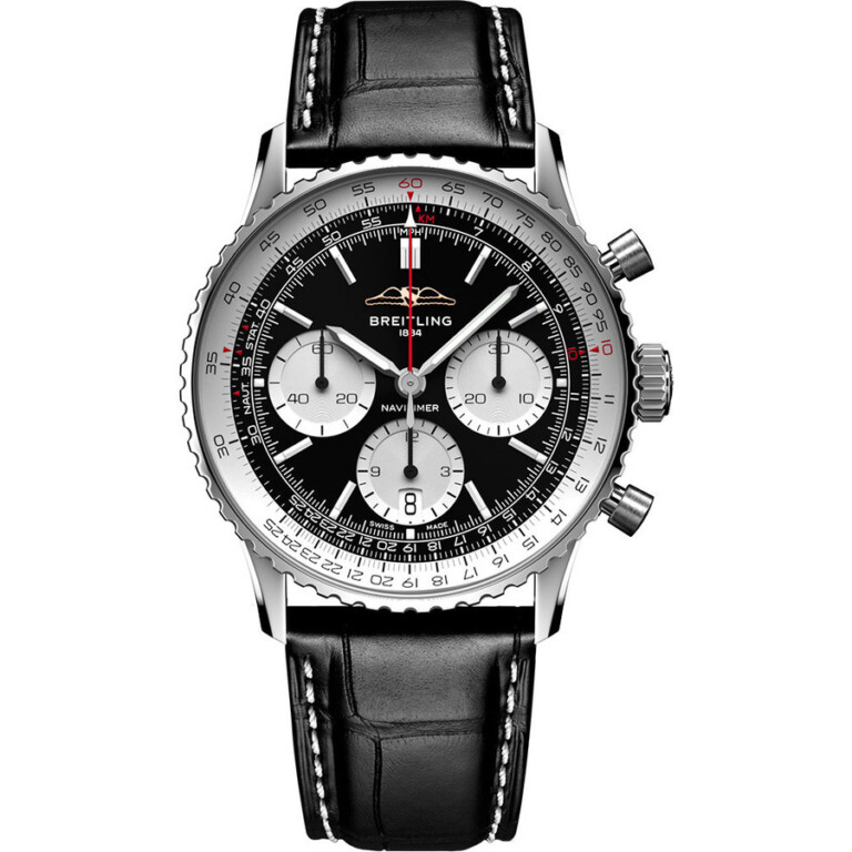 Breitling Super Navitimer B01 41mm Stainless Steel AB0139211B1A1 Black Leather Black Dial Men’s Watch 2024