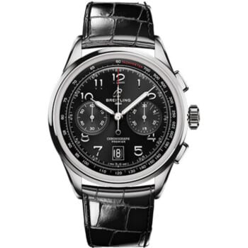 Breitling Premier B01 Chronograph AB0145221B1P1 42mm Stainless Steel With Black Leather Watch Black Dial 2024