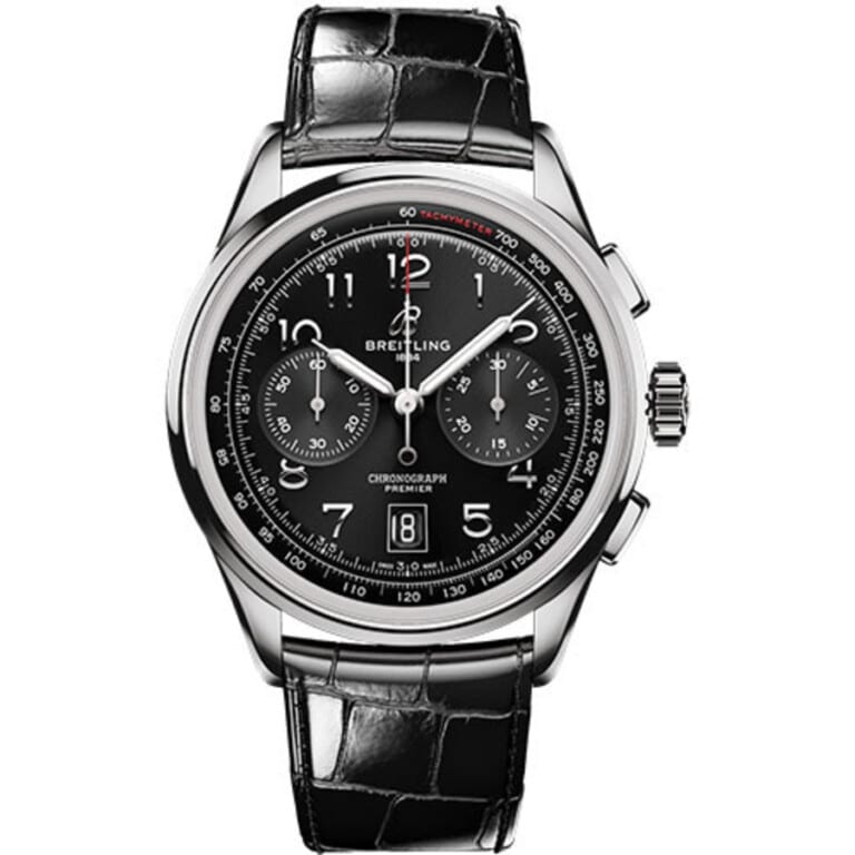 Breitling Premier B01 Chronogragh AB0145221B1P1 42mm Stainless Steel With Black Leather Watch Black Dial 2024