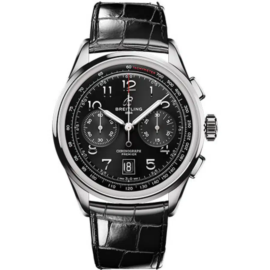 Breitling Premier B01 Chronogragh AB0145221B1P1 42mm Stainless Steel With Black Leather Watch Black Dial 2024