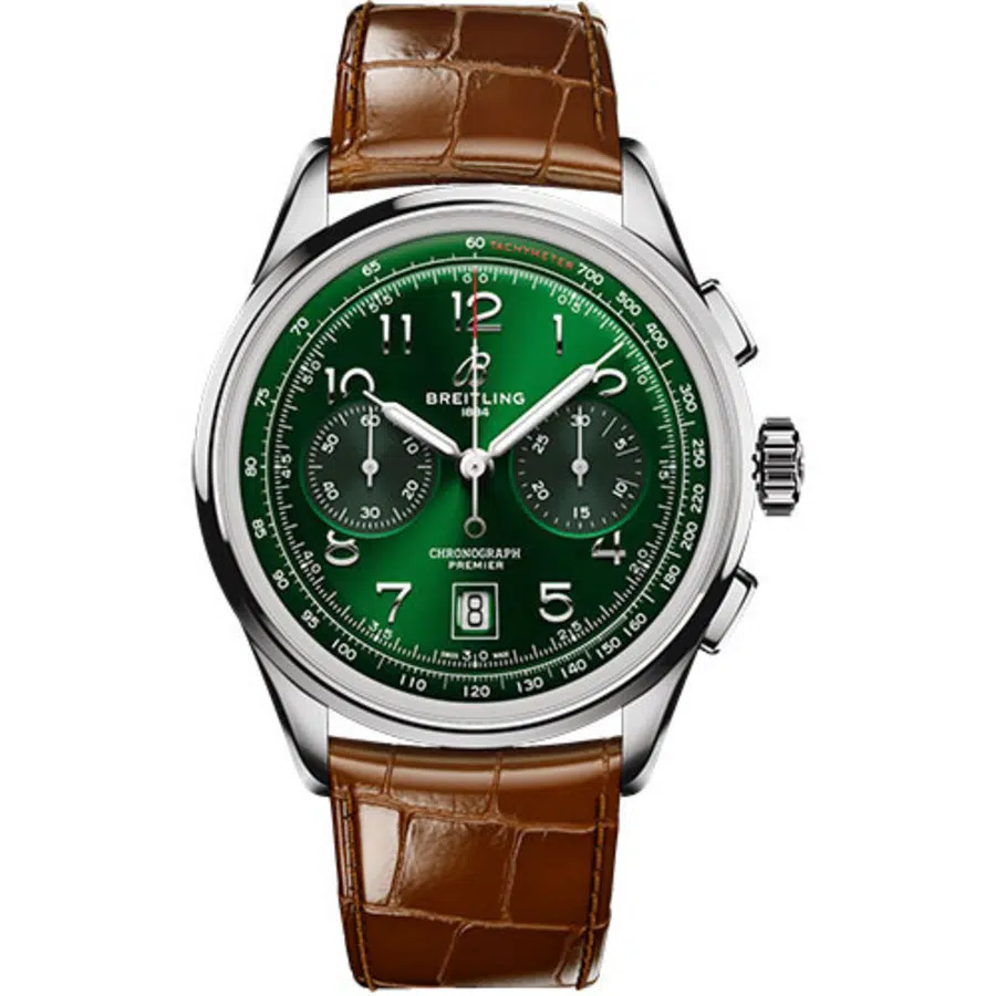 Breitling Superocean B01 Green Dial Chronogragh 42mm AB0145371L1P1 Stainless Steel With Brown Leather Watch 2024