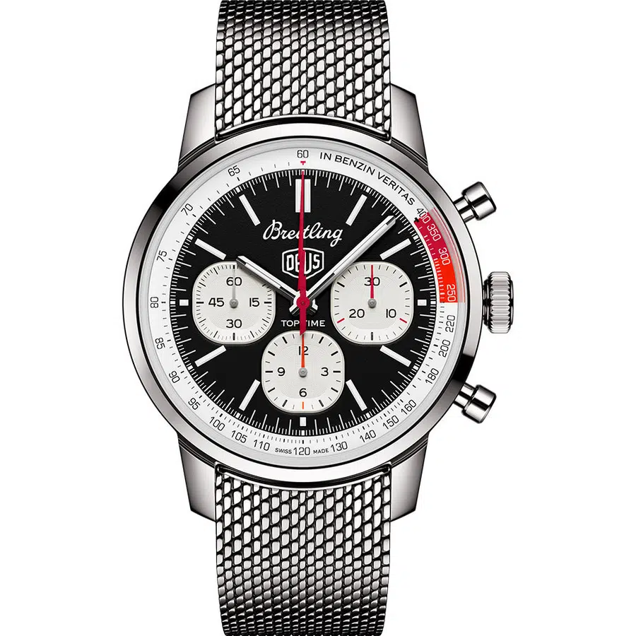 Breitling TOP TIME B01 Deus Chronograph AB01765A1B1A1 Stainless Steel Watch Black Dial