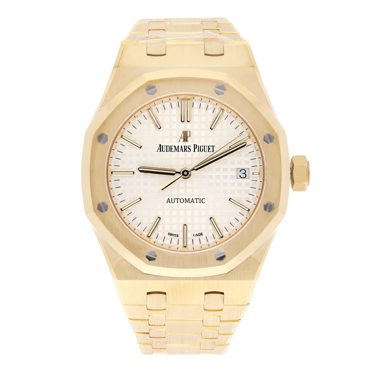 Audemars Piguet Royal Oak Selfwinding 15450BA.OO.1256BA.01 37MM White Index Dial Yellow Gold Watch UNWORN