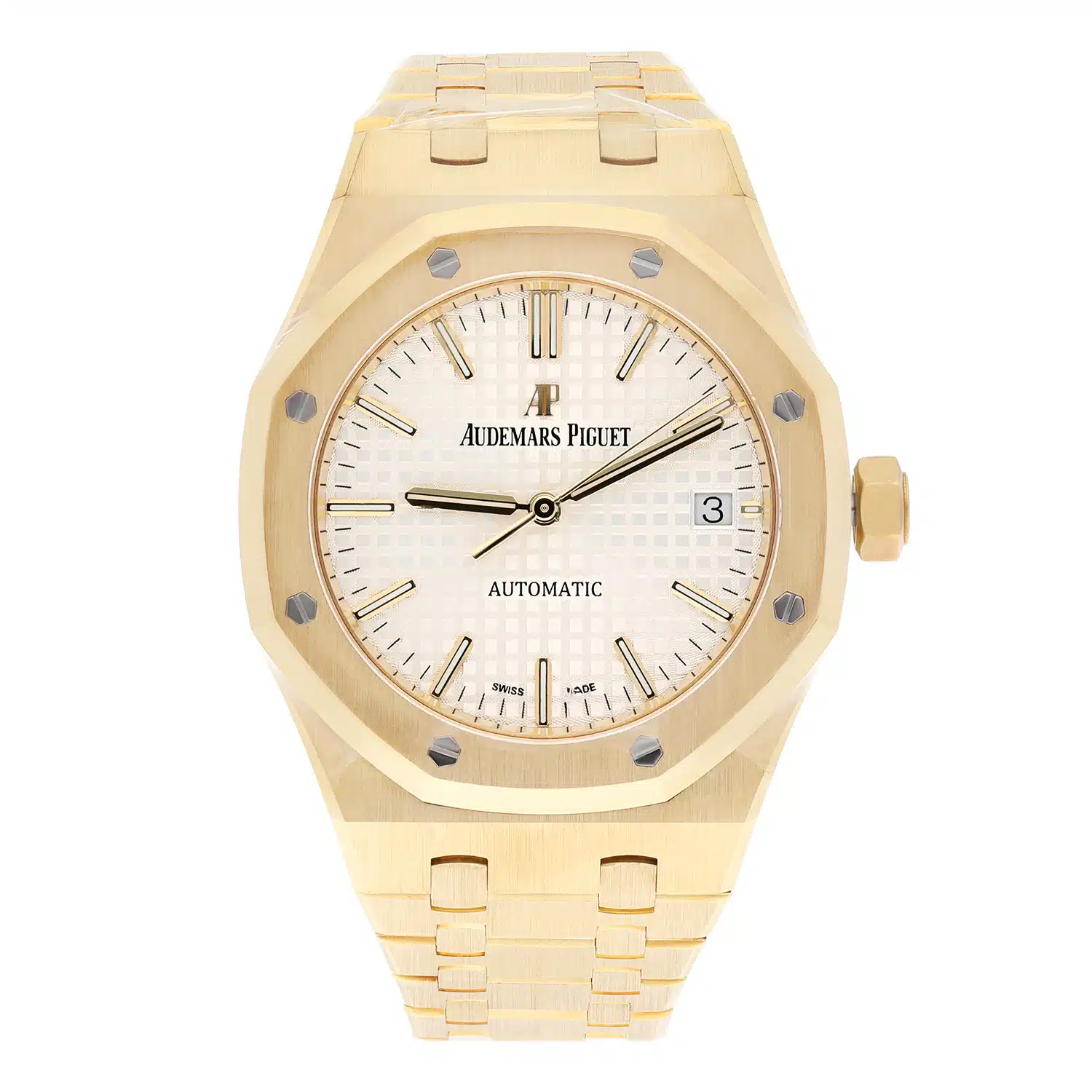 Audemars Piguet Royal Oak Selfwinding 15450BA.OO.1256BA.01 37MM White Index Dial Yellow Gold Watch UNWORN