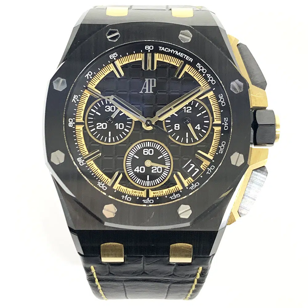 Audemars Piguet Royal Oak Offshore Chrono 26420CE.OO.A127CR.01 Black Ceramic & Yellow Gold With Black Leather Watch