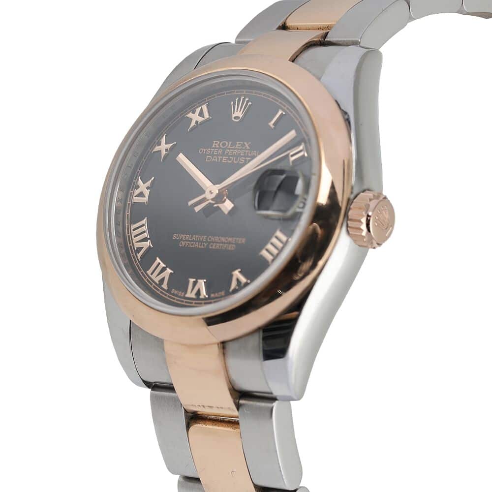 Rolex Datejust 31mm 178241 Steel & Pink Gold Watch Black Roman Dial