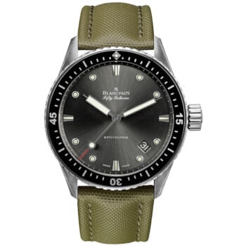 Blancpain Fifty Fathoms Bathyscaphe 5000-1110-K52A Stainless Steel With Green Fabric Watch Grey Dial 2024