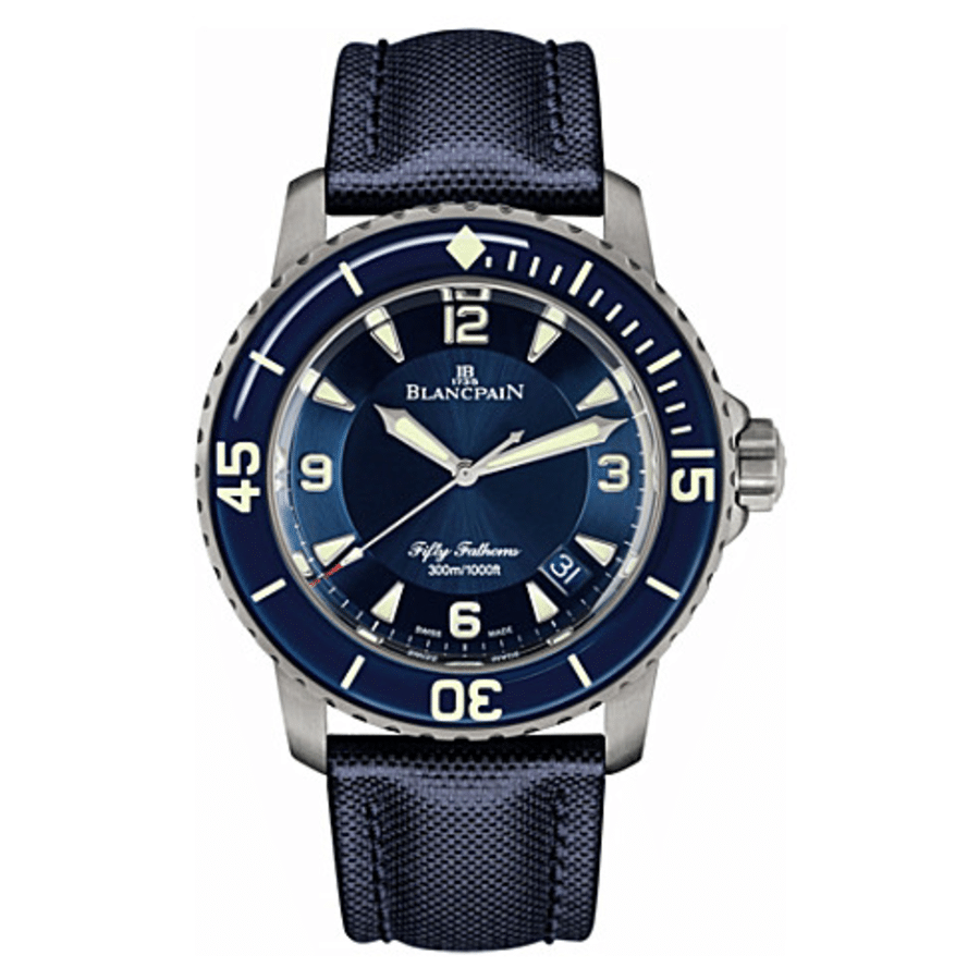 Blancpain Fifty Fathoms 45mm Blue Titanium with Blue Fabric Watch 5015-12B40-O52A