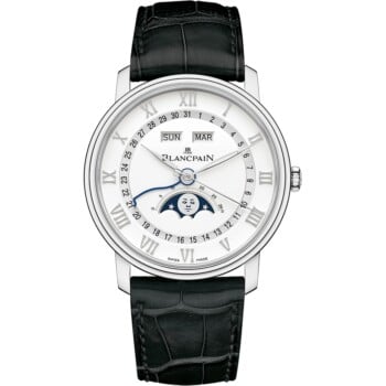 Blancpain Villeret Quantième Complete 6654-1127-55B Stainless Steel with Black Leather Watch 2024