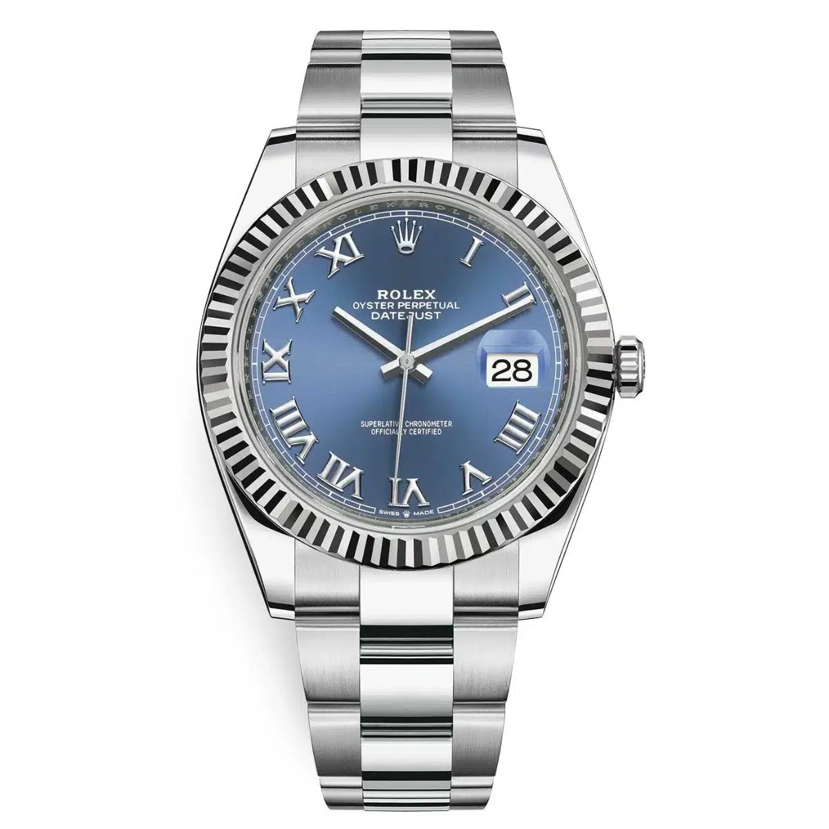 Rolex Datejust Blue Roman 41mm 126334-0025 Steel Oyster Watch 2024