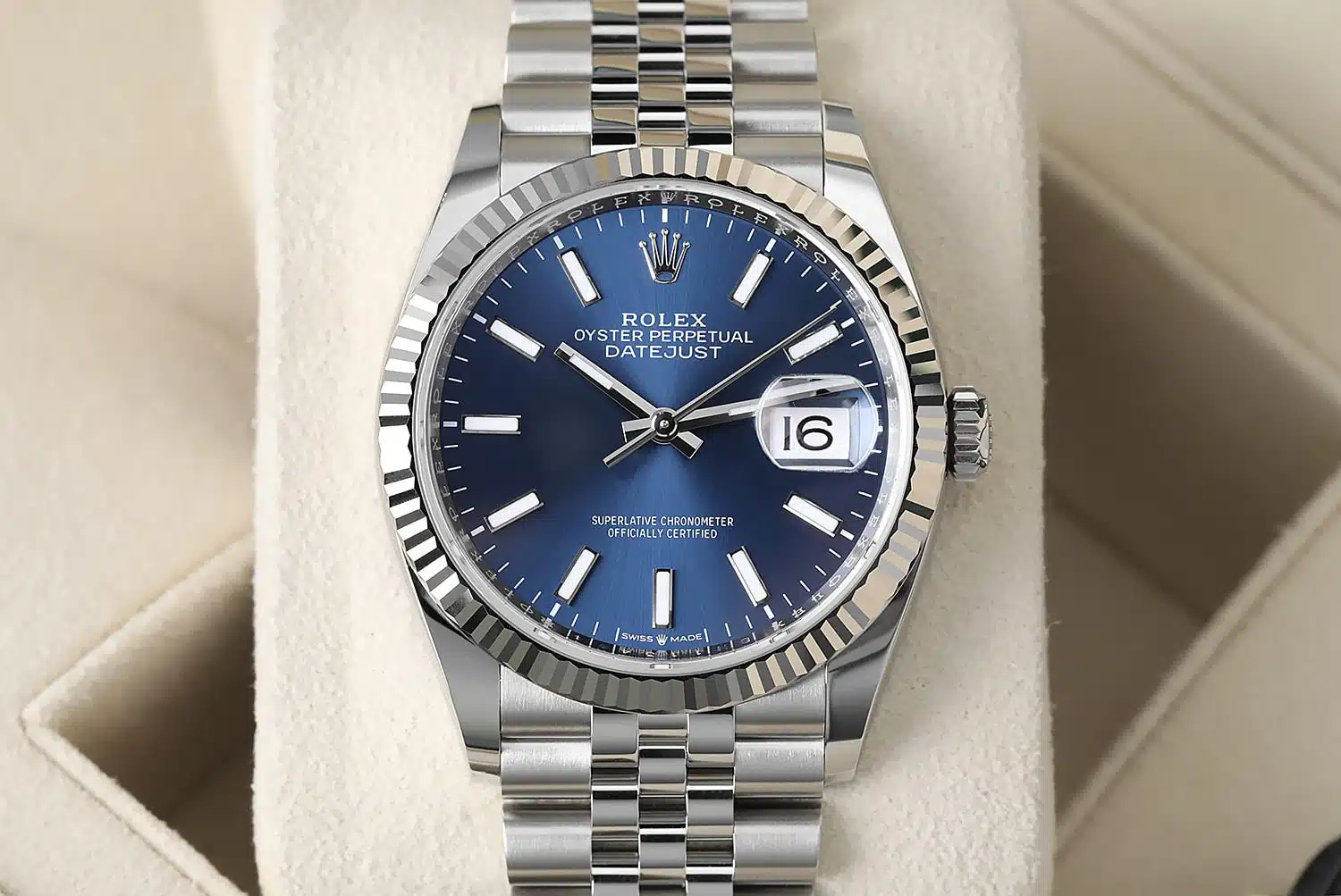 Unworn Rolex Datejust 126234-0017 Stainless Steel and White Gold Watch with Blue Index Dial Jubilee – image 2