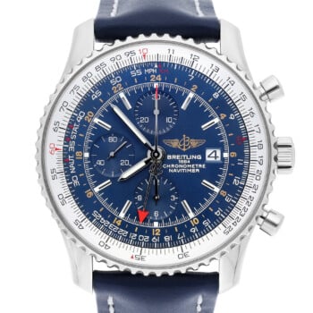 Breitling Navitimer World Blue Dial Stainless Steel Watch A24322 New Strap
