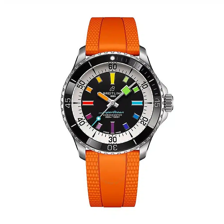 Breitling Superocean Automatic 42mm A17375211B2S3 Stainless Steel With Orange Rubber Watch Black Dial 2024