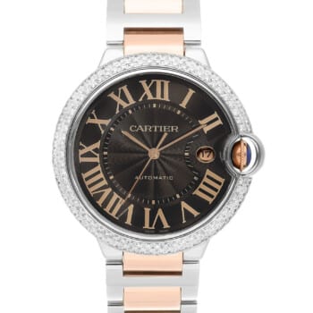 Cartier Ballon Bleu 42mm Steel Rose Gold Chocolate Dial Mens Watch W6920032