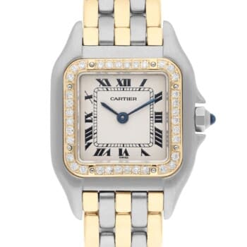 Cartier PANTHERE 1057917 STEEL YELLOW GOLD 3 ROW BRACELET DIAMOND LADIES WATCH