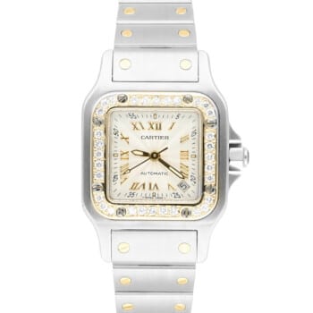 Cartier Santos Galbee 24 mm Women's Two Tone Yellow Gold 2423 Watch Diamonds