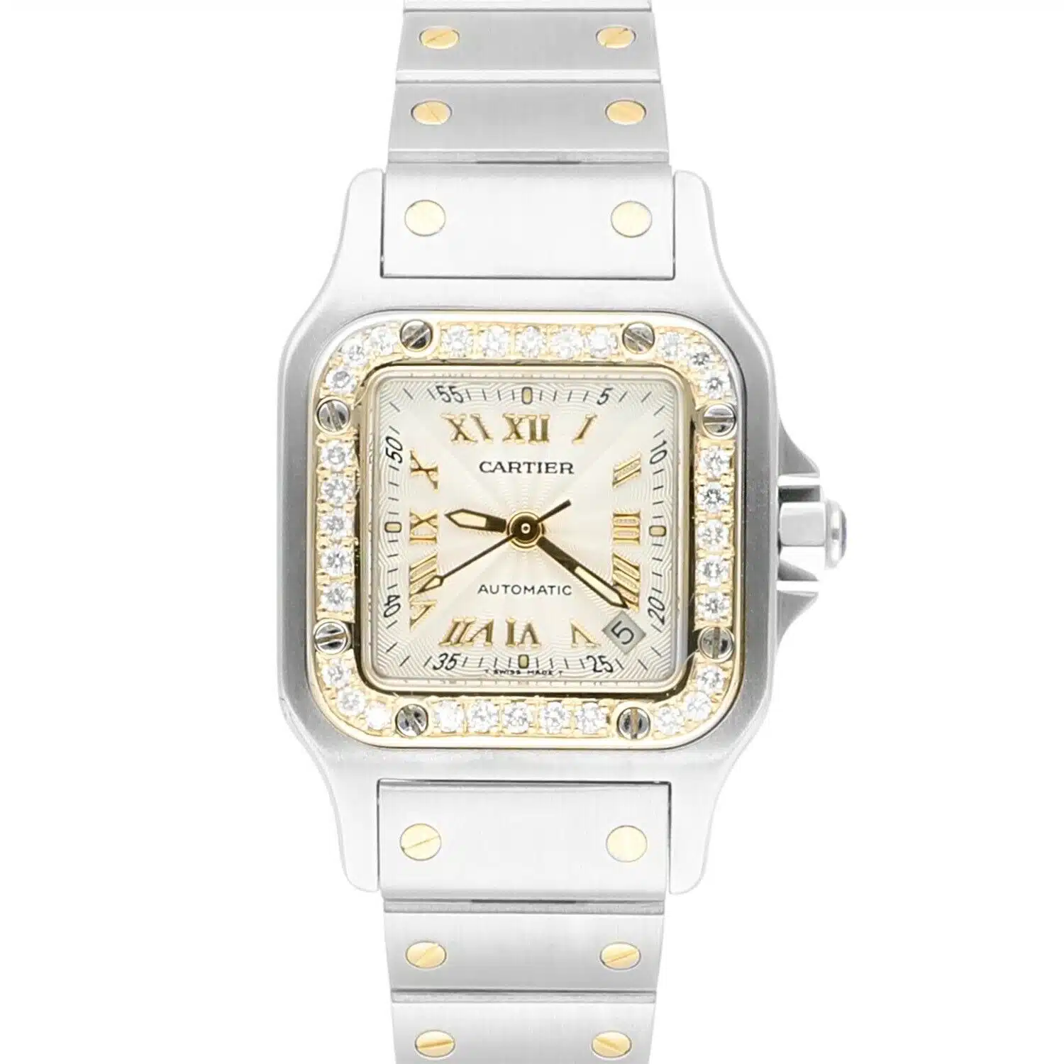 Cartier Santos Galbee 24 mm Women's Two Tone Yellow Gold 2423 Watch Diamonds