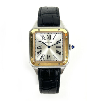 Cartier Santos-Dumont W2SA0011 Stainless Steel & Rose Gold Watch Silver Roman Dial