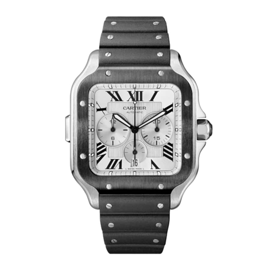 Cartier Santos WSSA0017 Chronograph Stainless Steel with Black Rubber Watch