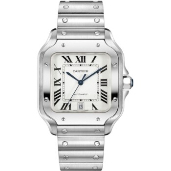 Cartier Santos Stainless Steel Watch Silver Roman Dial WSSA0018