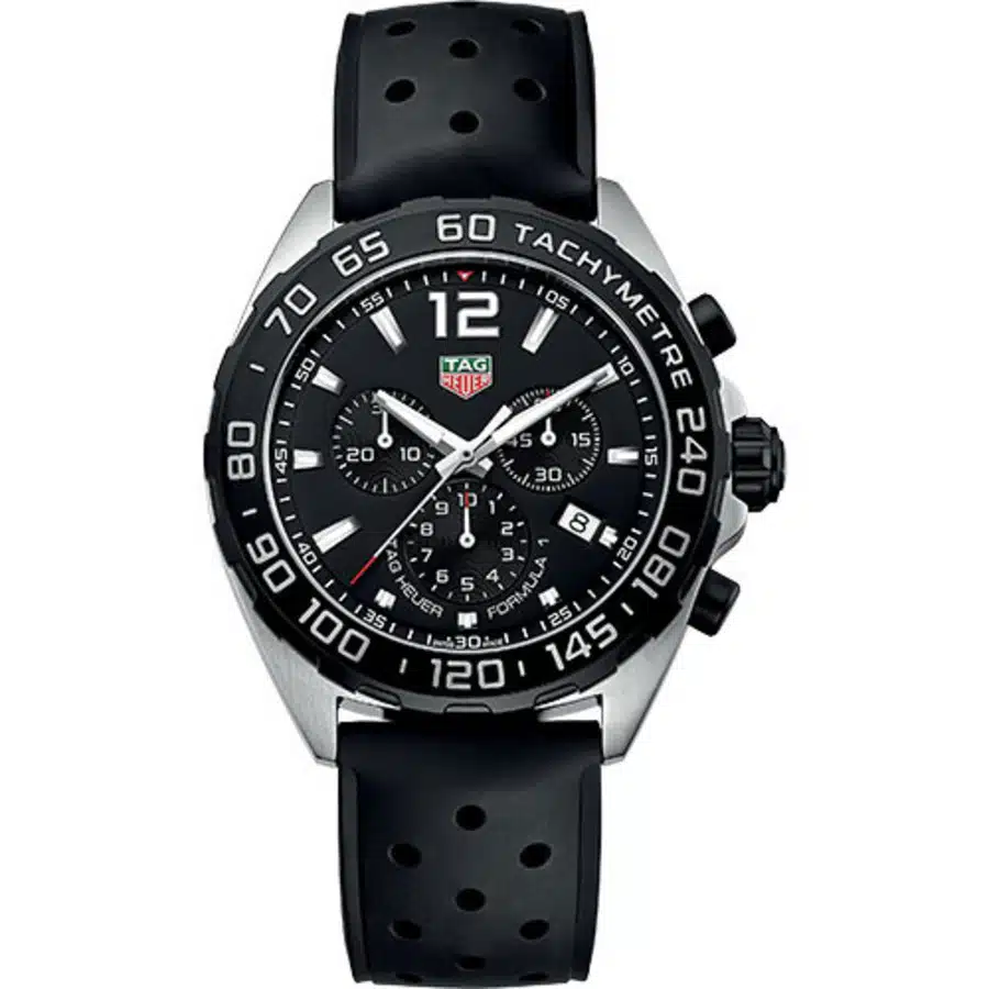 Tag Heuer Quartz Chronograph Formula 1 Steel Case 43 mm CAZ1010.FT8024 Black Dial Rubber Strap
