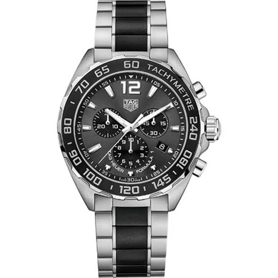 Tag Heuer Formula 1 Quartz Chronograph CAZ1011.BA0843 Grey Dial Steel Case 43 mm Ceramic Bezel Watch 2024