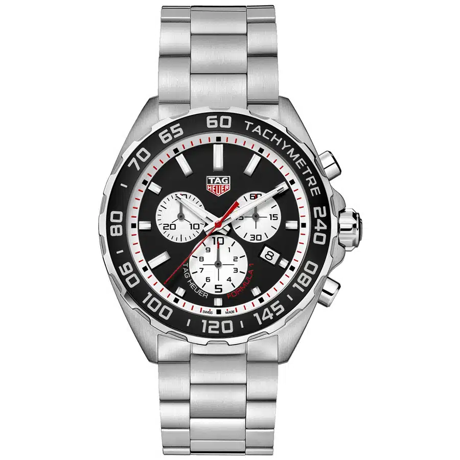 Tag Heuer Formula 1 Chronograph CAZ101E.BA0842 Steel Case 43mm Black Aluminum Bezel Steel Bracelet Watch 2024