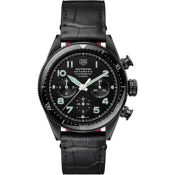 Tag Heuer Autavia CBE511C.FC8280 Chronometer Flyback Automatic Chronograph Watch 42 mm Steel PVD Case Black Dial Alligator