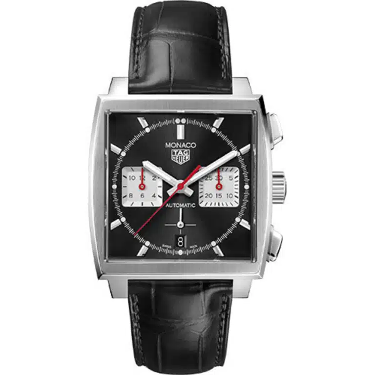 Tag Heuer Monaco Chronograph Automatic CBL2113.FC6177 Watch 39 mm Steel Case Black Dial Alligator Leather Strap