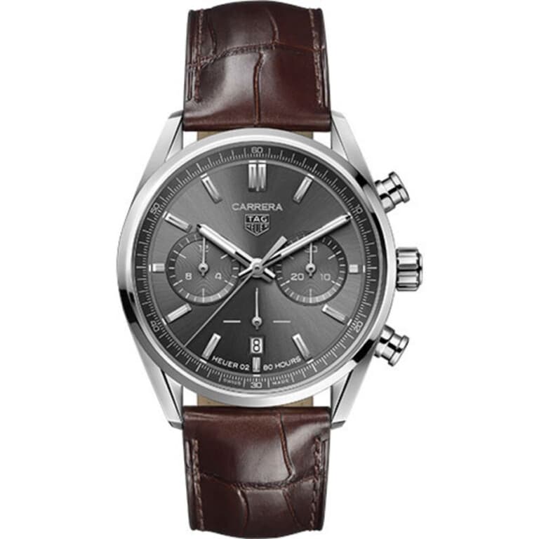 Tag Heuer Carrera Automatic CBN2012.FC6483 Steel Case Grey Dial Brown Alligator Leather Watch 2024