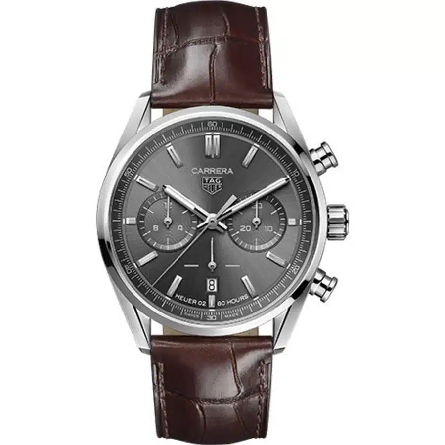 Tag Heuer Carrera Automatic CBN2012.FC6483 Steel Case Grey Dial Brown Alligator Leather Watch 2024