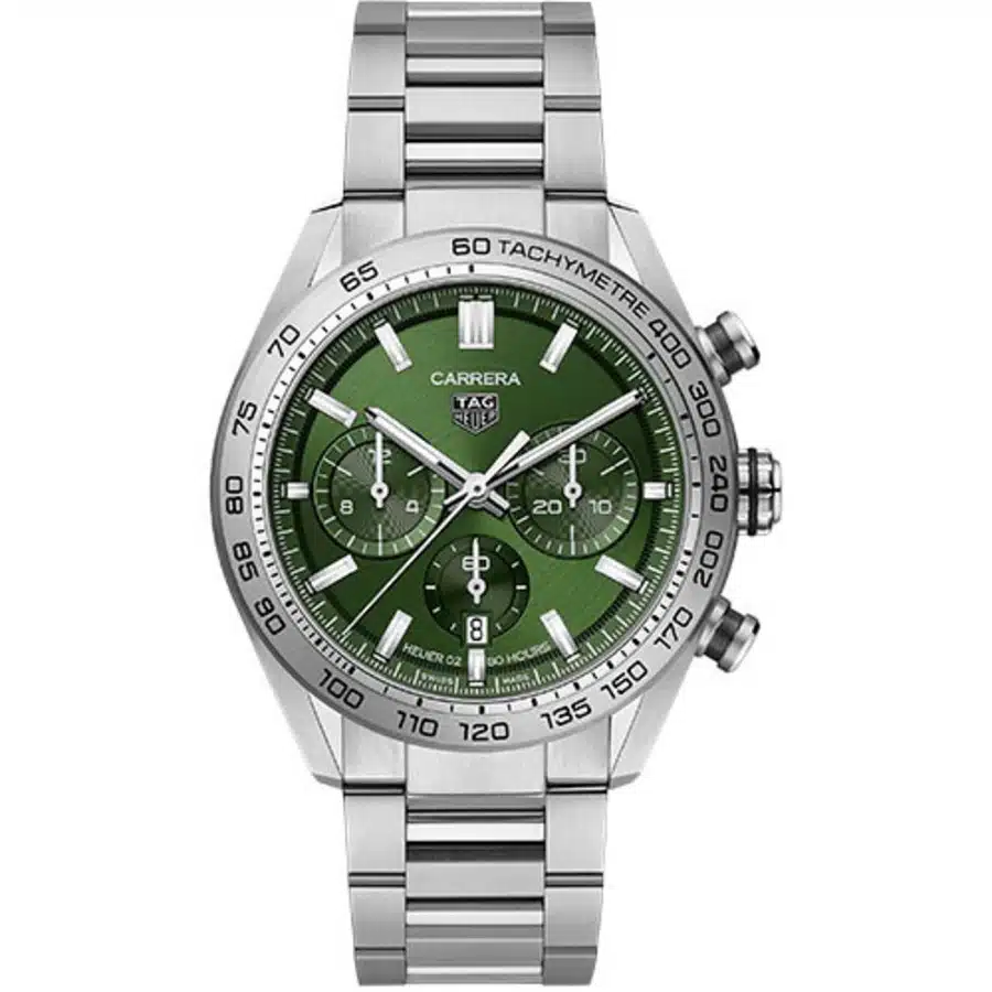 Tag Heuer CBN2A10.BA0643 Carrera Automatic Watch 44 mm Steel Case Green Dial Steel Bracelet Watch 2024